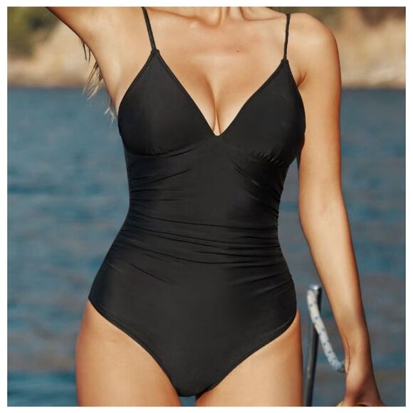NWT Cupshe one piece Black Bathing Suit size Small - Picture 1 of 4